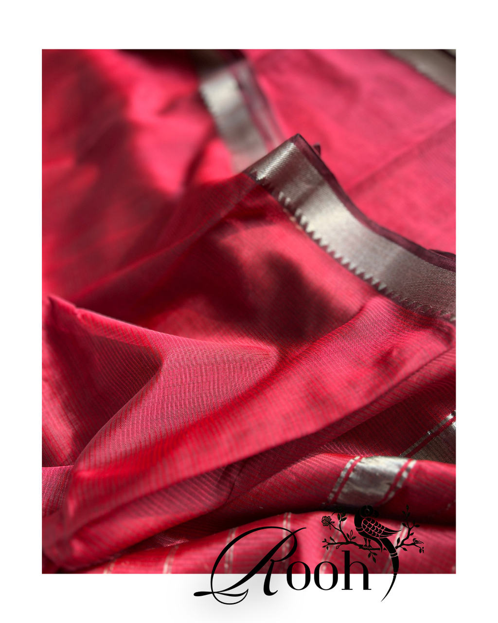 Rooh - Ruby Red Cotton Silk Mangalgiri with Nizam Border Saree by  Asvi Atelier