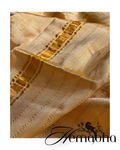 Hemābha - Pastel Peach & Yellow  Gold Cotton Silk Mangalgiri with Nizam Border Saree by  Asvi Atelier