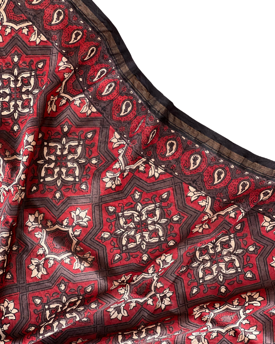 Aruna Naturally Dyed Ajrakh Chanderi Dupatta - HOAN