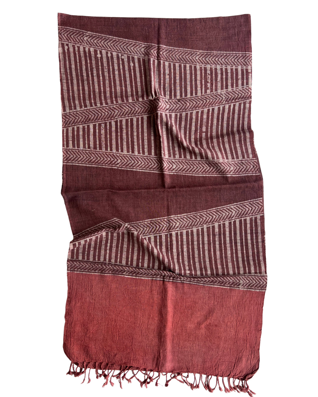 Kaavi Red Naturally Dyed Batik Kala Cotton Stole - HOAN