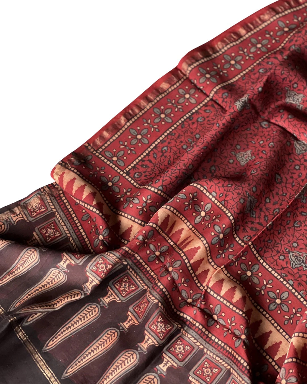 Bagh Naturally Dyed Ajrakh Chanderi Dupatta - HOAN