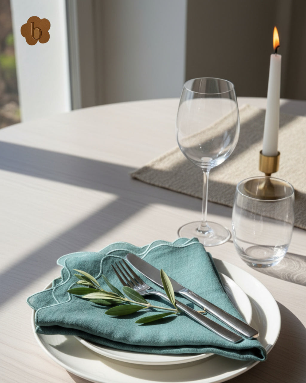 Apah Hand Scalloped 100% Linen Table Napkin | Bloc à Main