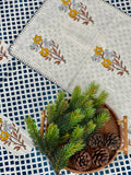 The Corbett Blue - Hand Block Cotton Slub Tablecloth - 6 Seater - Bloc á Main
