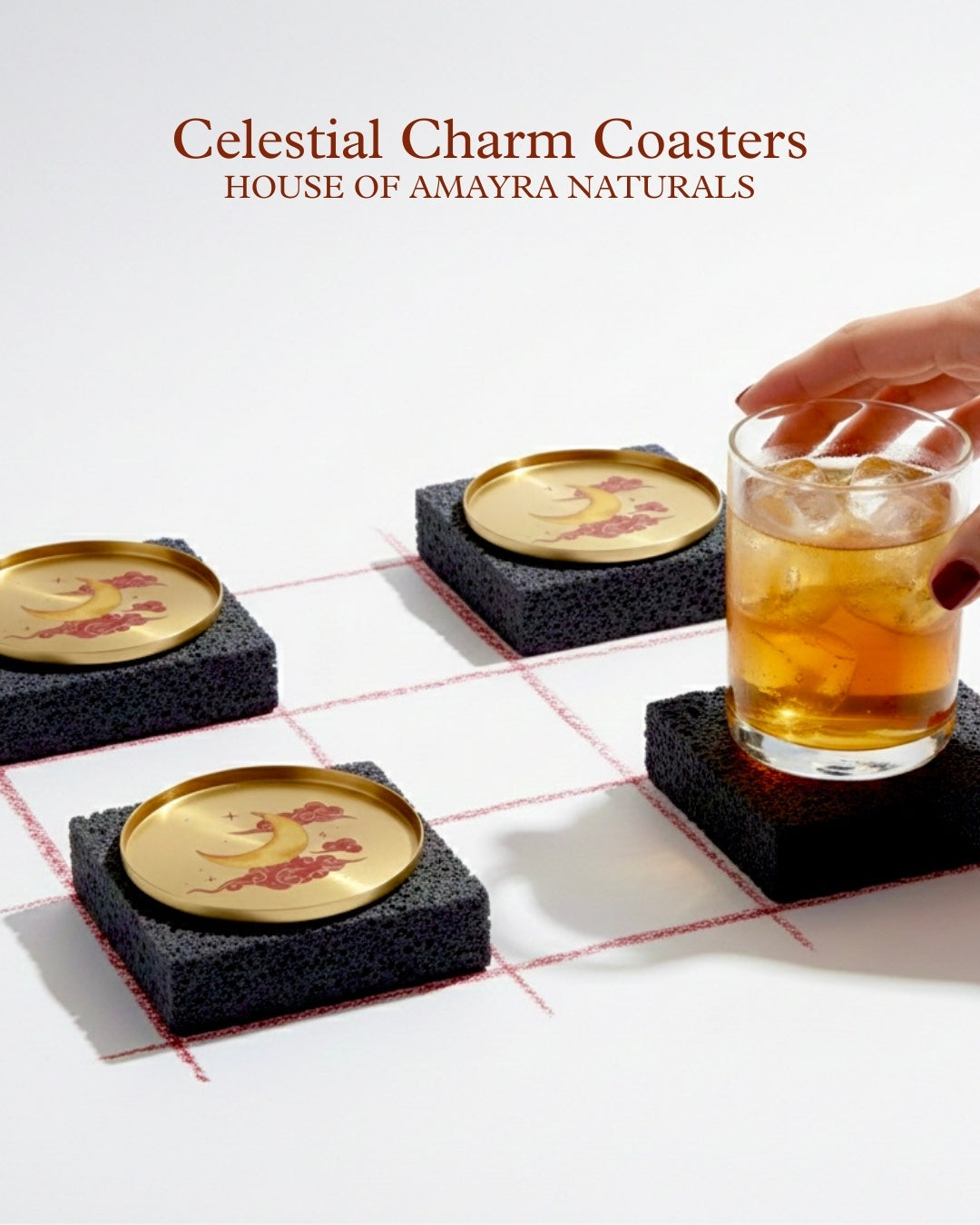 Chandra (The Moon) -  Brass Coaster - House of Amayra