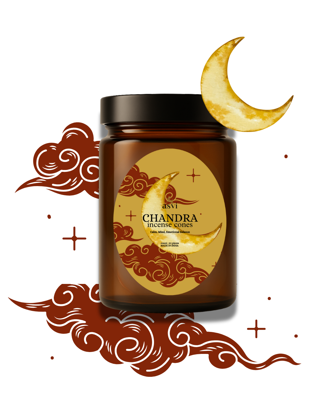 Chandra -  Asvi Incense - 30 cones - 100% Organic Essential Oils