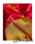 Draupadi - Yellow & Red Yellow Cotton Silk Mangalgiri with Nizam Border Saree by  Asvi Atelier