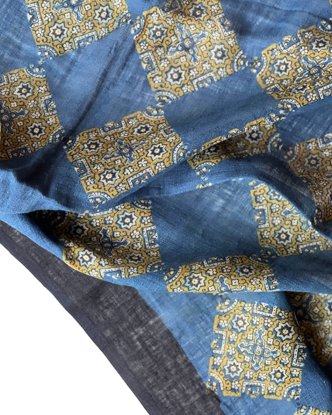 Diamond of Rann Naturally Dyed Ajrakh Linen Dupatta - HOAN