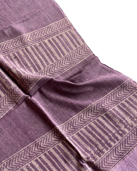 Leslie Lavender Naturally Dyed Batik Kala Cotton Stole - HOAN