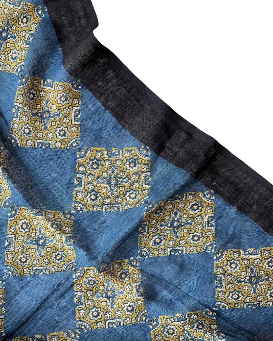 Diamond of Rann Naturally Dyed Ajrakh Linen Dupatta - HOAN