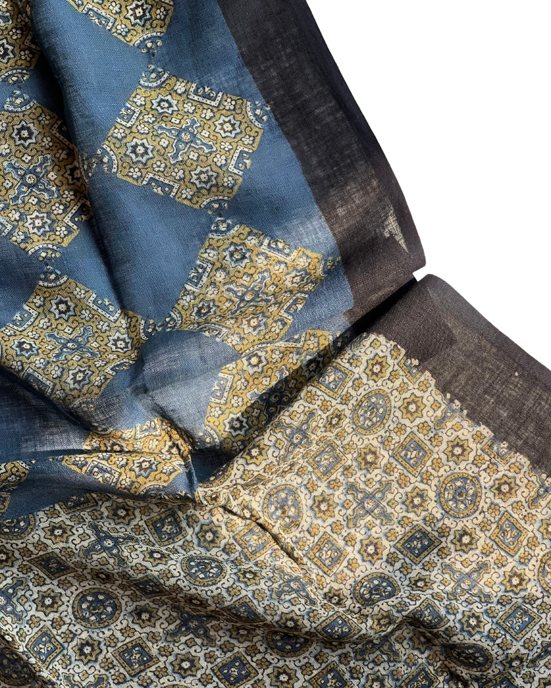 Diamond of Rann Naturally Dyed Ajrakh Linen Dupatta - HOAN