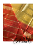 Narangi - Peach & Pastel Yellow Pink Cotton Silk Mangalgiri with Nizam Border Saree by  Asvi Atelier