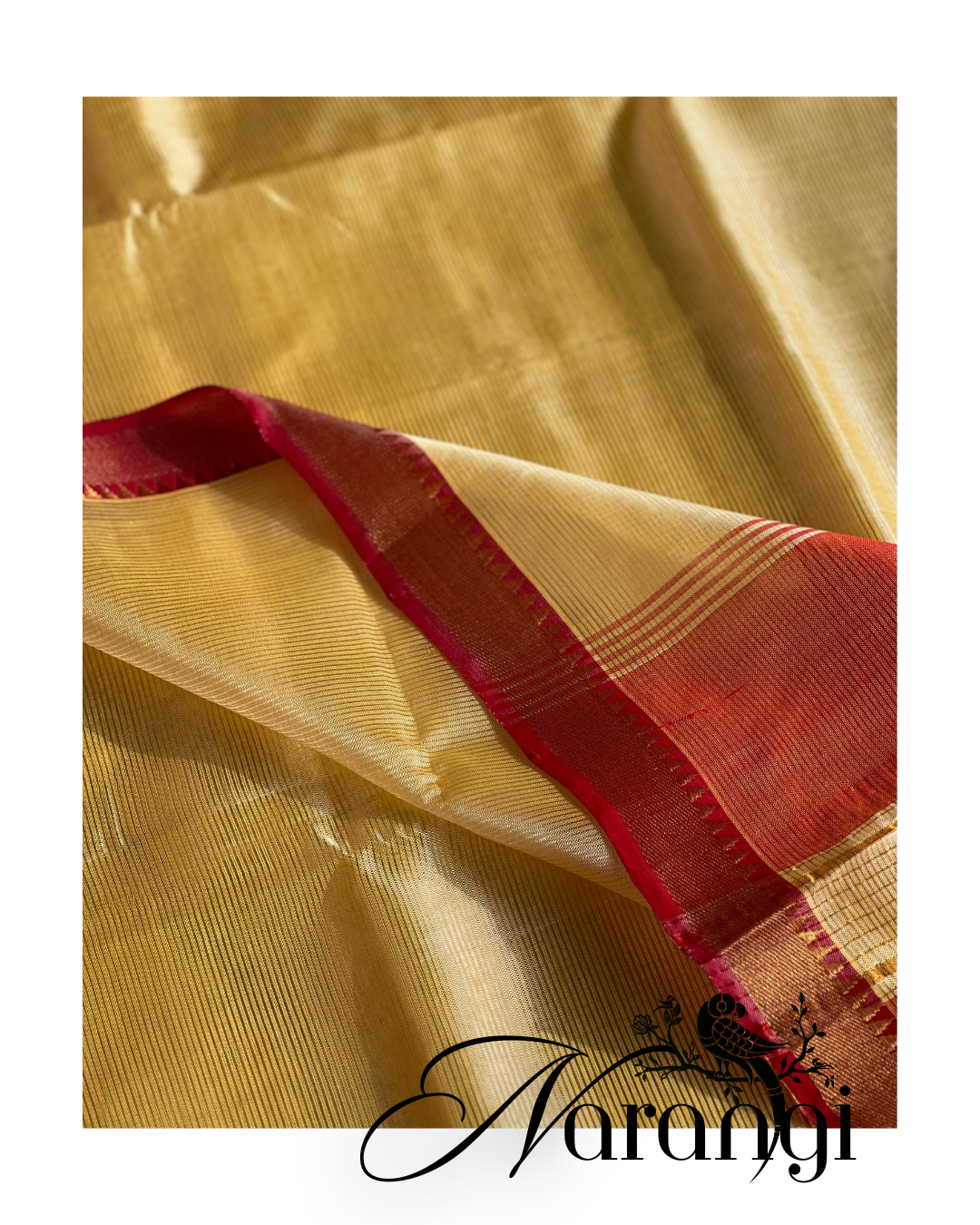 Narangi - Peach & Pastel Yellow Pink Cotton Silk Mangalgiri with Nizam Border Saree by  Asvi Atelier