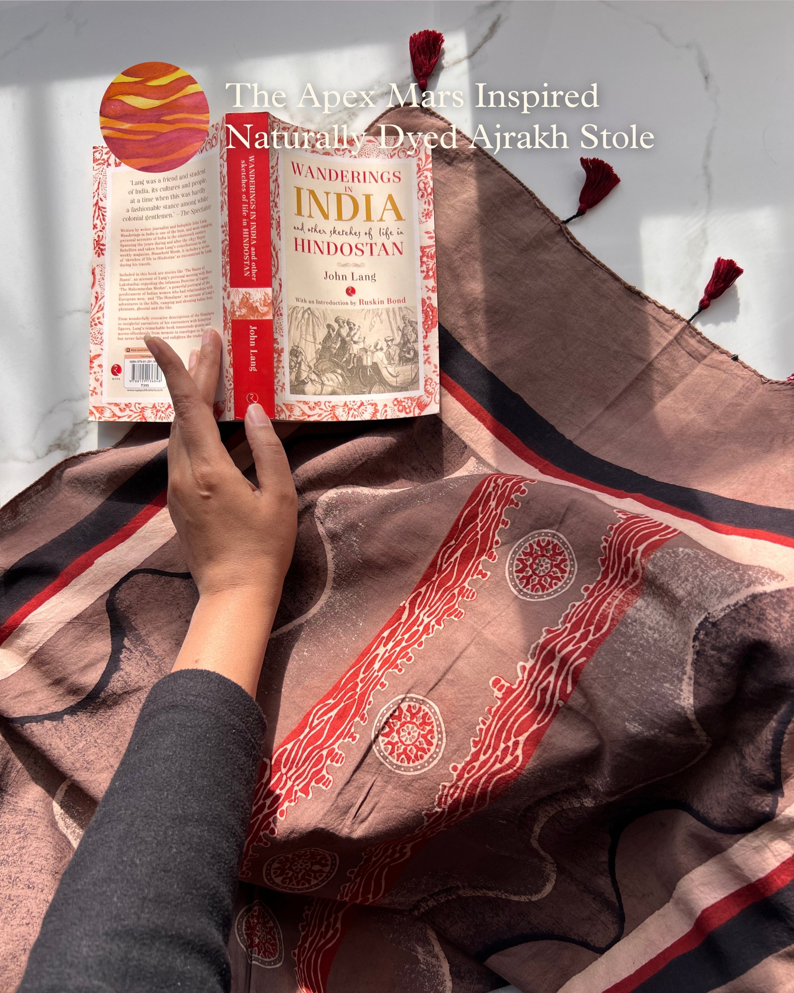 The Apex Mars  - Naturally Dyed Ajrakh Cotton Stole - House of Amayra