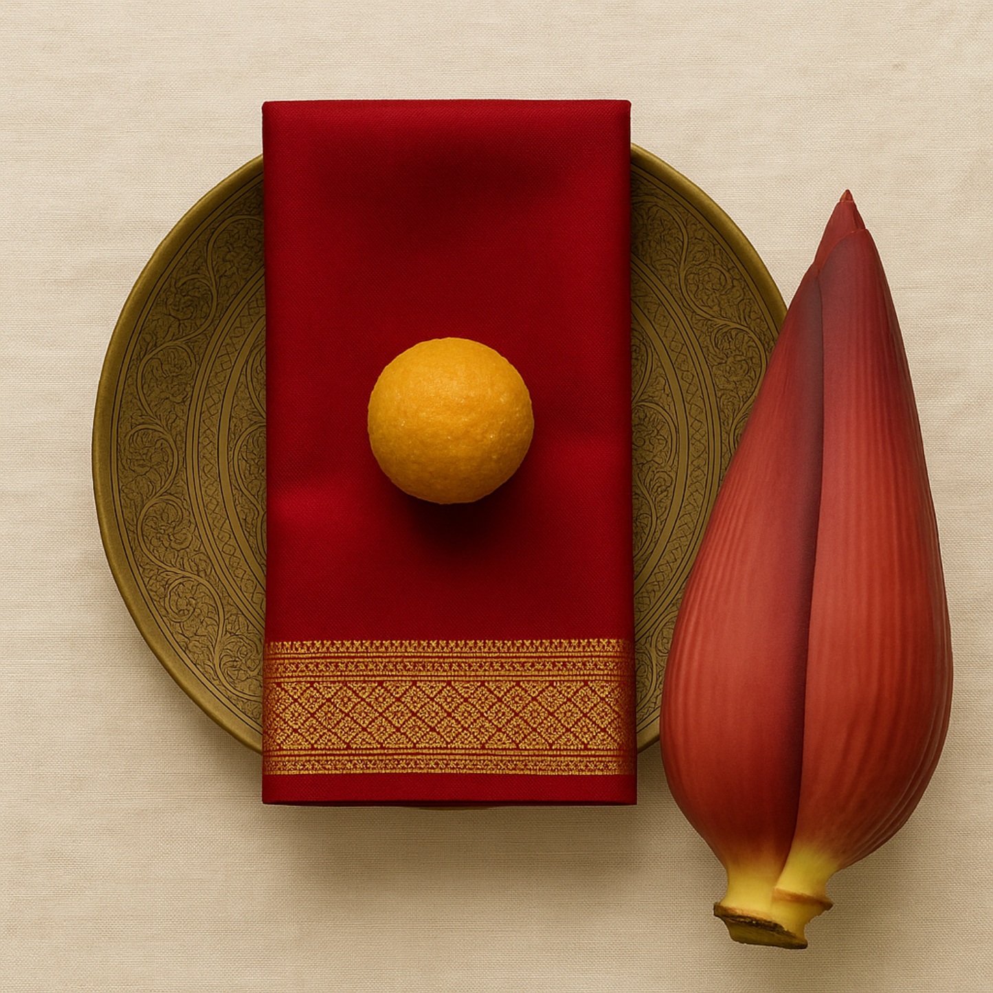 Crimson Red Nizam Border Table Napkin - Bloc a Main