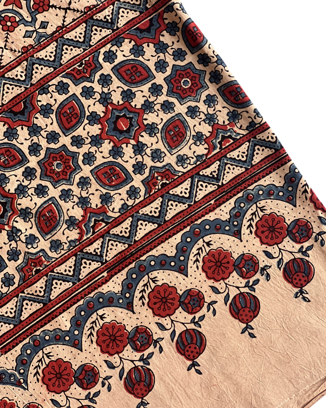 Rosa Ecru Naturally Dyed Ajrakh Dupatta - HOAN
