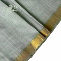 Light Sage Mangalgiri Handloom Cotton Fabric with Gold Nizam Border