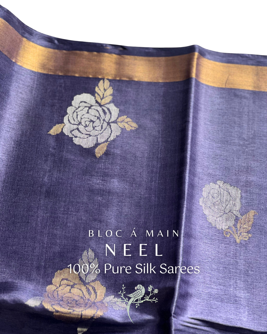 Neel 100% Pure Kosa Silk Weave Saree - SILK MARK CERTIFIED - Asvi Atelier