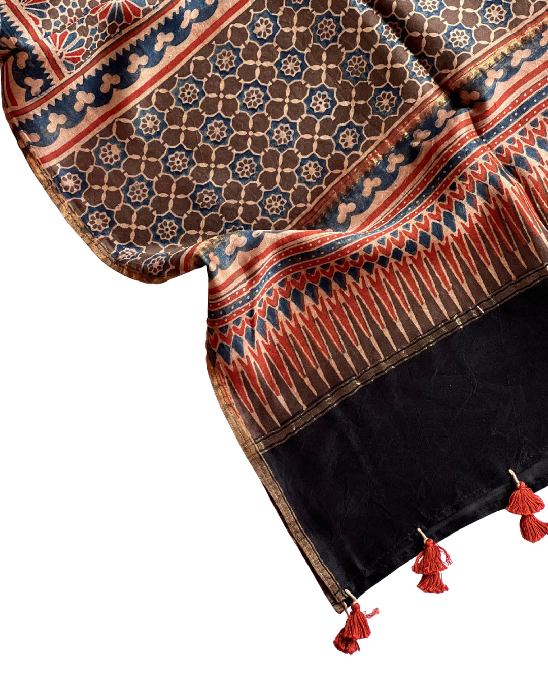Rati Chanderi Ajrakh Stole - House of Amayra Naturals