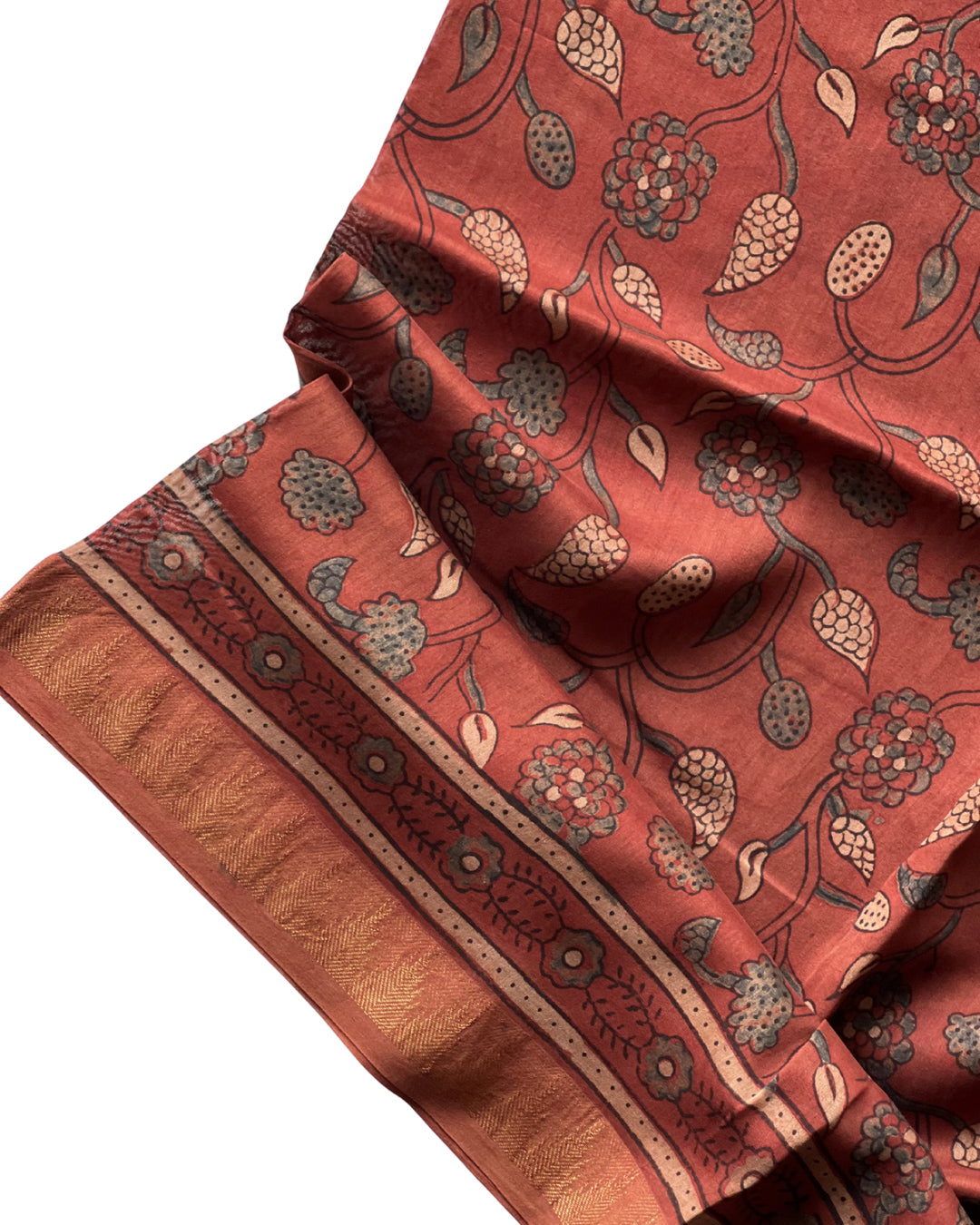 Kalam Naturally Dyed Ajrakh Chanderi Dupatta - HOAN