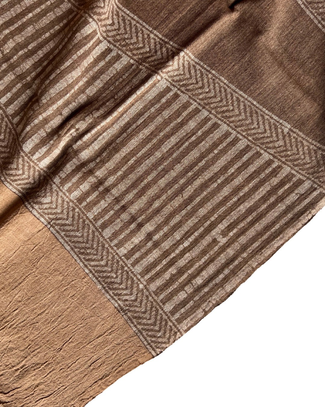 Bhu Brown Naturally Dyed Batik Kala Cotton Stole - HOAN