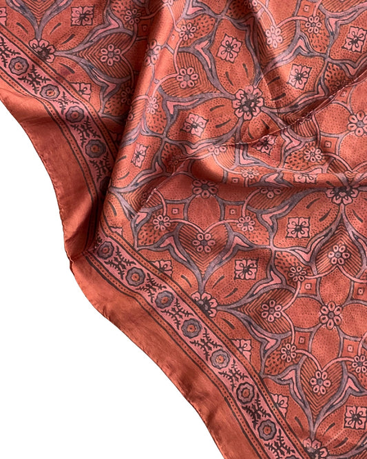 Leela Naturally Dyed Ajrakh Mulberry Silk Stole