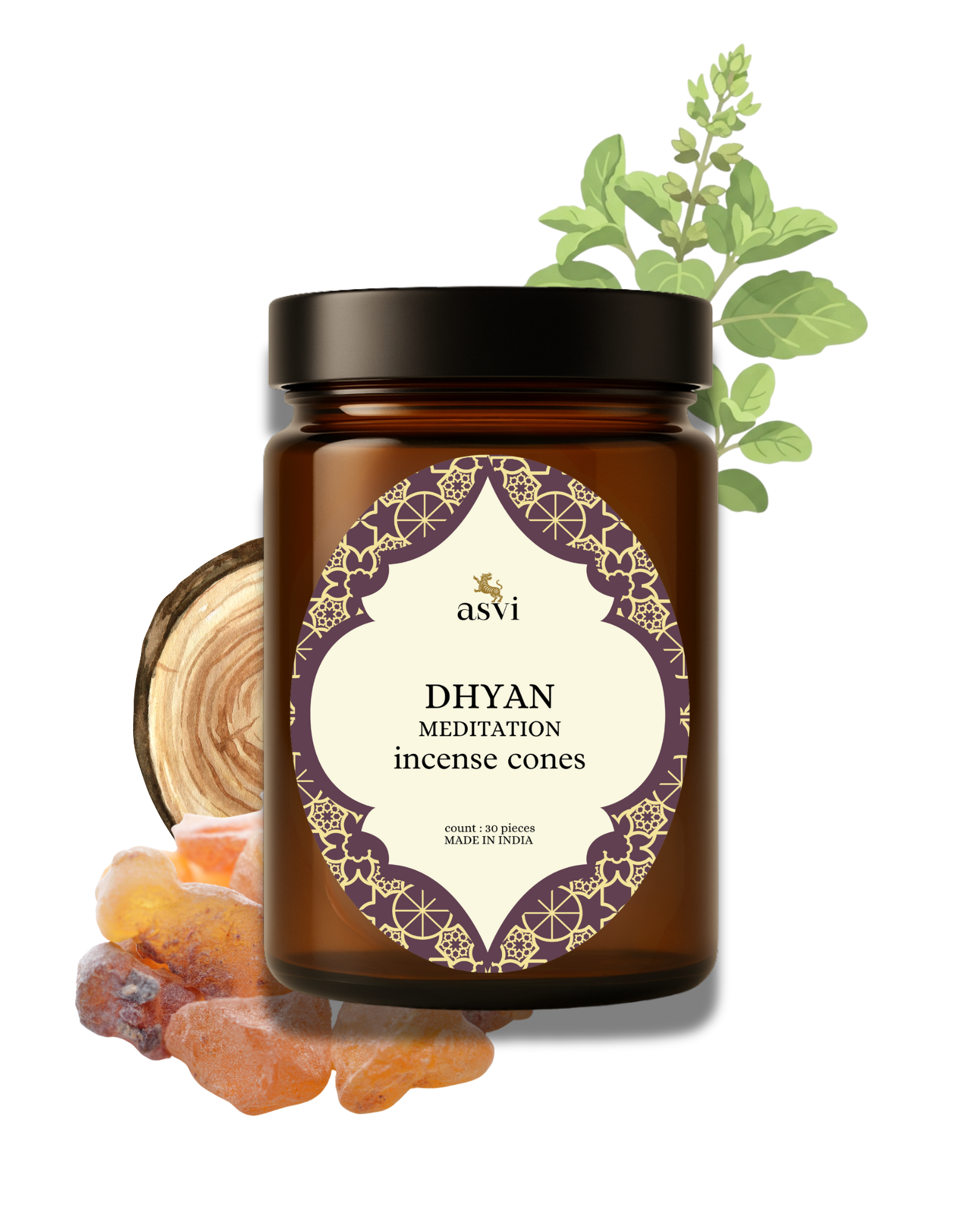 Asvi Meditation Ayurvedic Incense Cones - Set of 30 cones