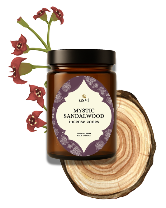 Asvi Sublime Sandalwood Incense Cones - Set of 30