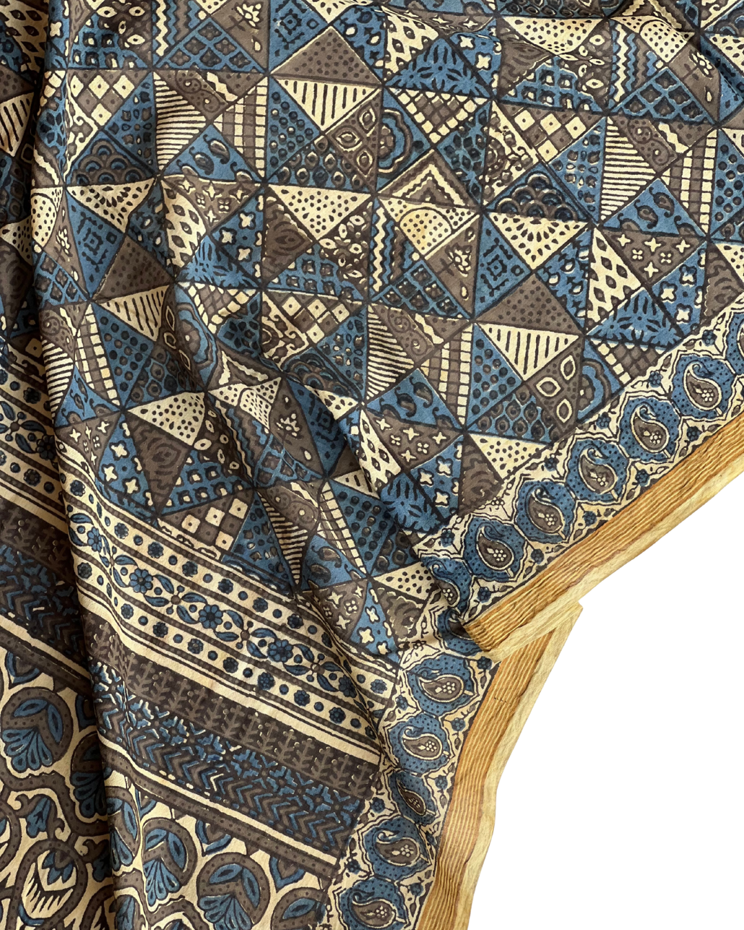 Rann Jaali Naturally Dyed Ajrakh Mangalgiri Cotton Dupatta - HOAN