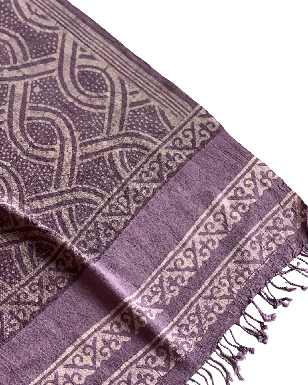 Christie Lavender Naturally Dyed Batik Kala Cotton Stole - HOAN