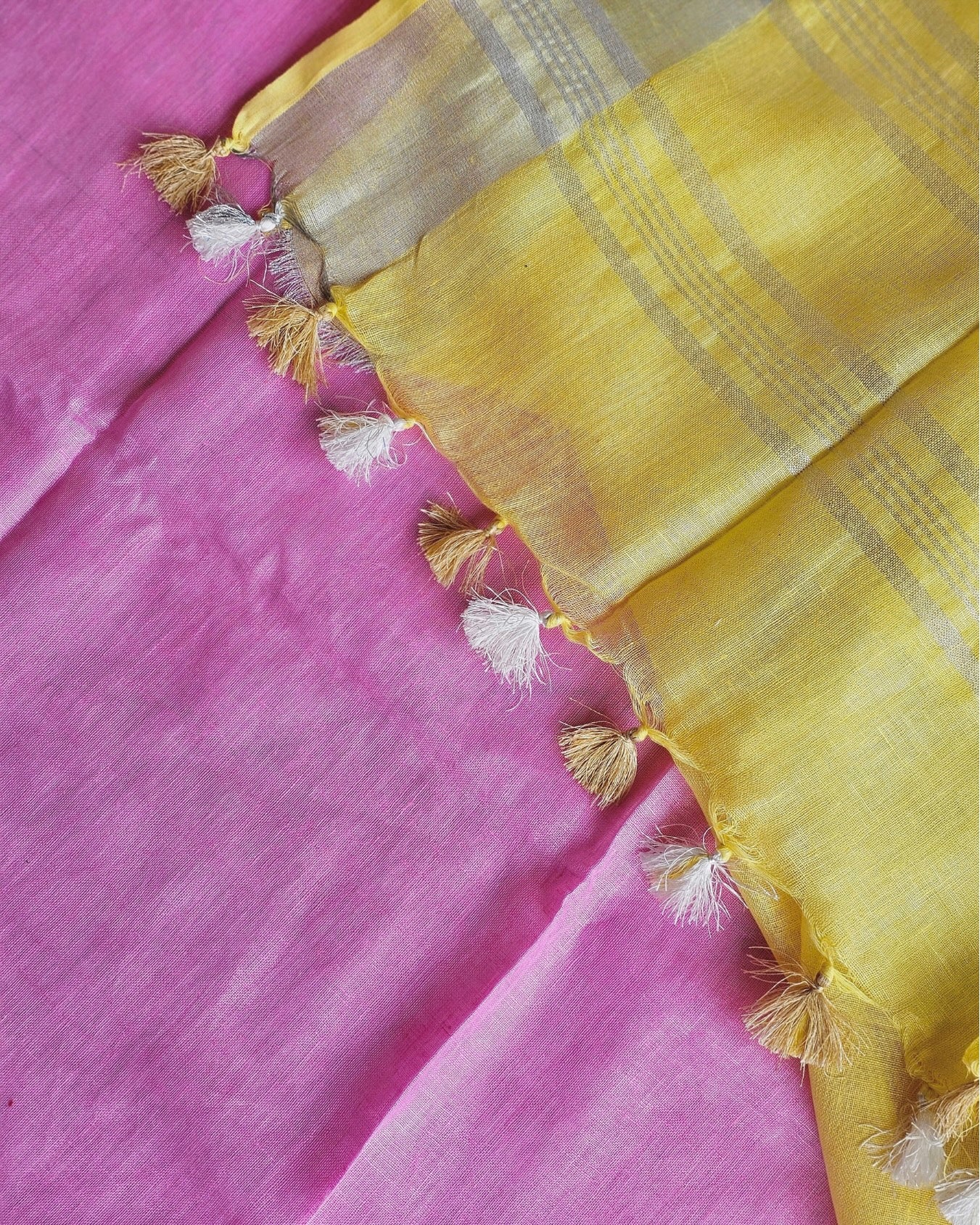 Gulabo Ombre Linen Saree with Handspun Cotton Blouse - House of Amayra