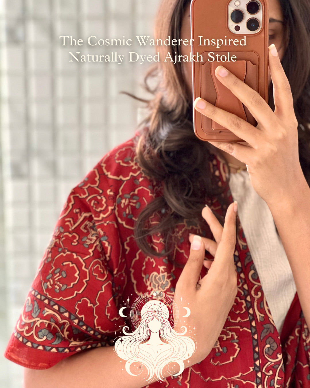 The Cosmic Wanderer  - Naturally Dyed Ajrakh Cotton Stole - House of Amayra