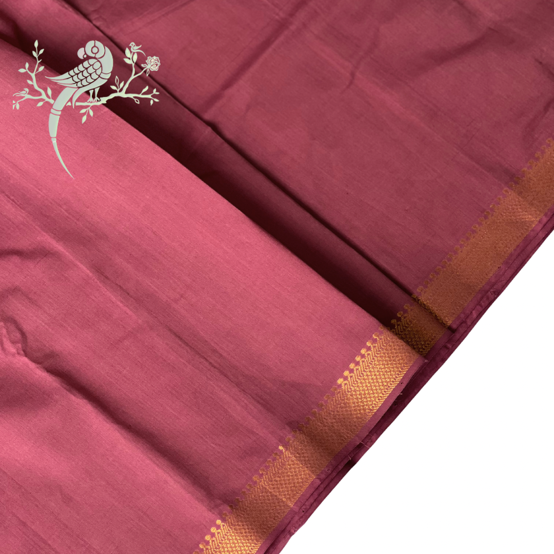 Pink Amethyst Mangalgiri Cotton Fabric with Gold Nizam Border by  Asvi Atelier