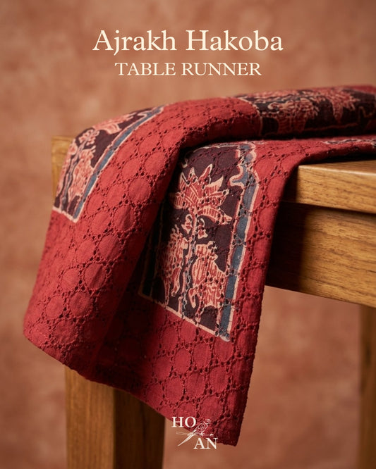 The Brinda Ajrakh Hakoba Table Runner - HOAN