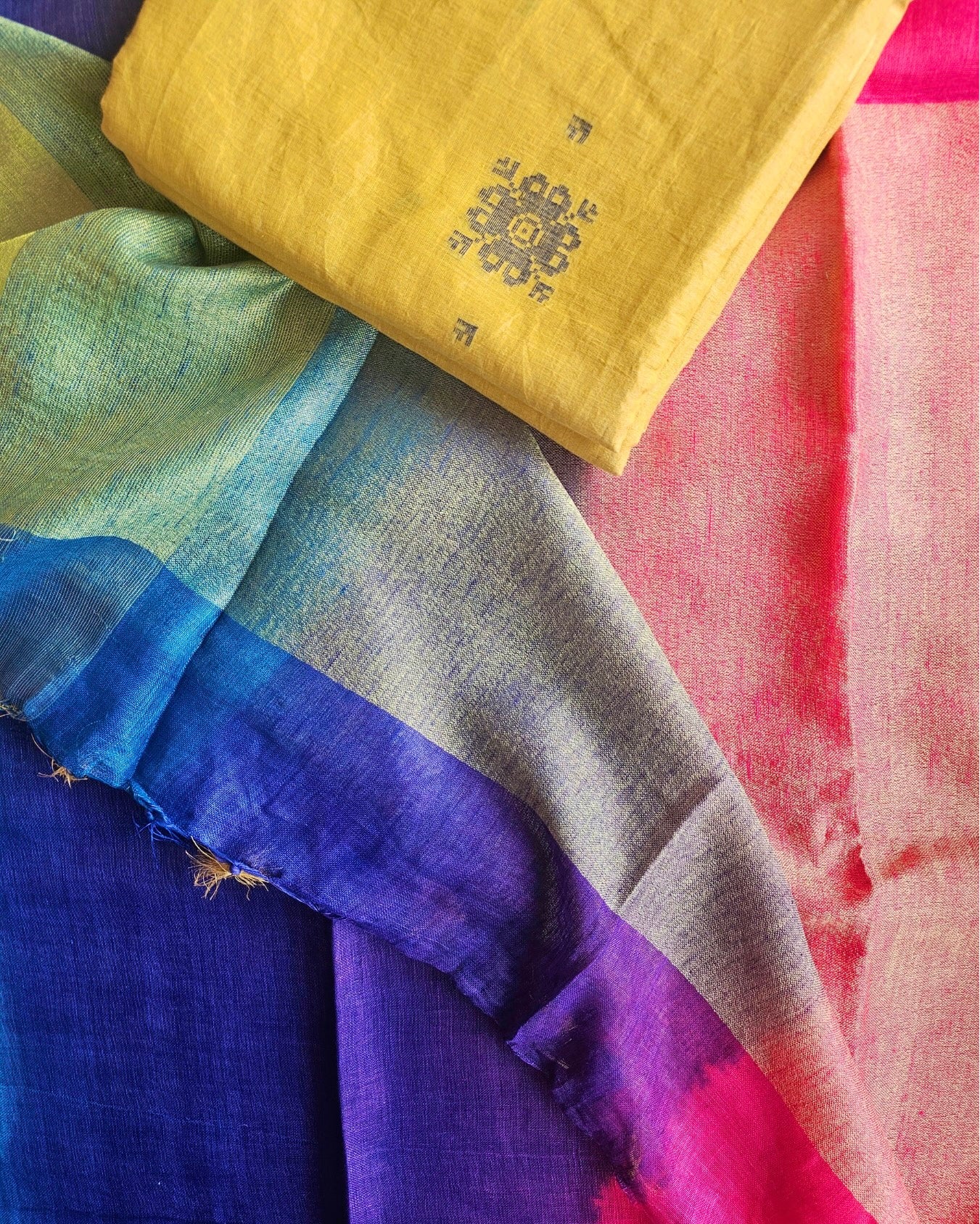 Tulsi Linen Saree with Jamdani Zari Blouse - House of Amayra