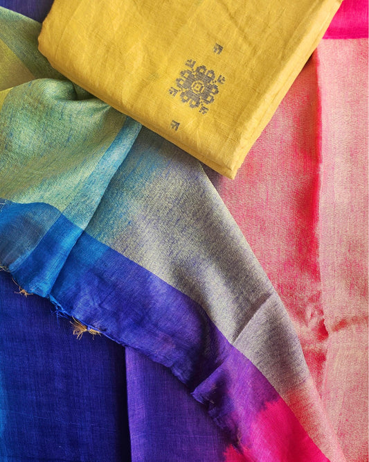 Tulsi Linen Saree with Jamdani Zari Blouse - House of Amayra