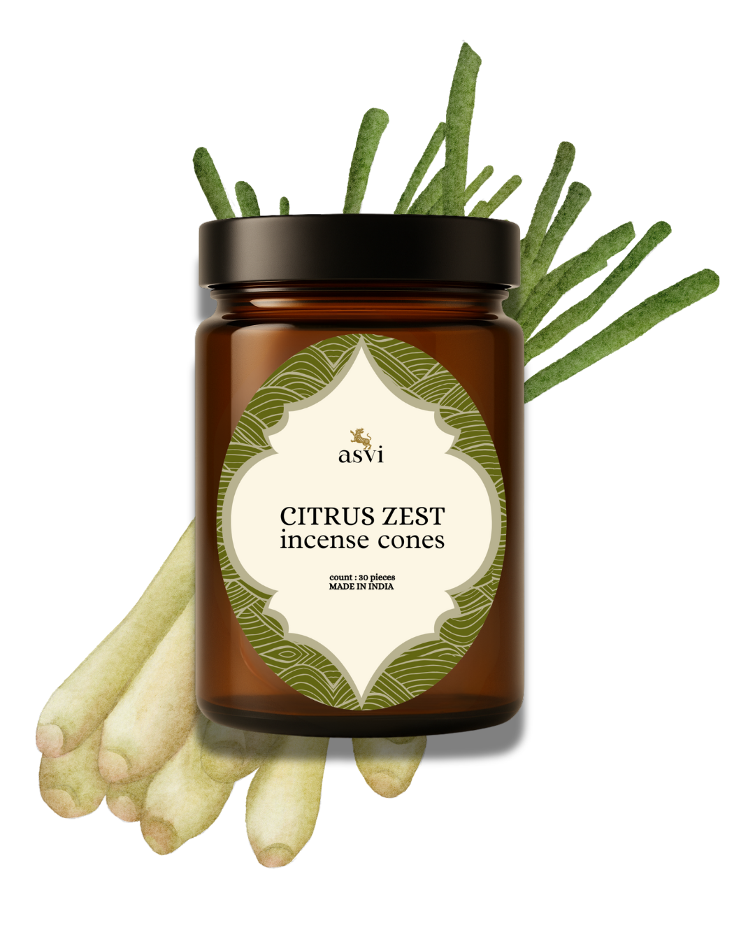Citrus Zest Ayurvedic Incense Cones - Set of 30 cones