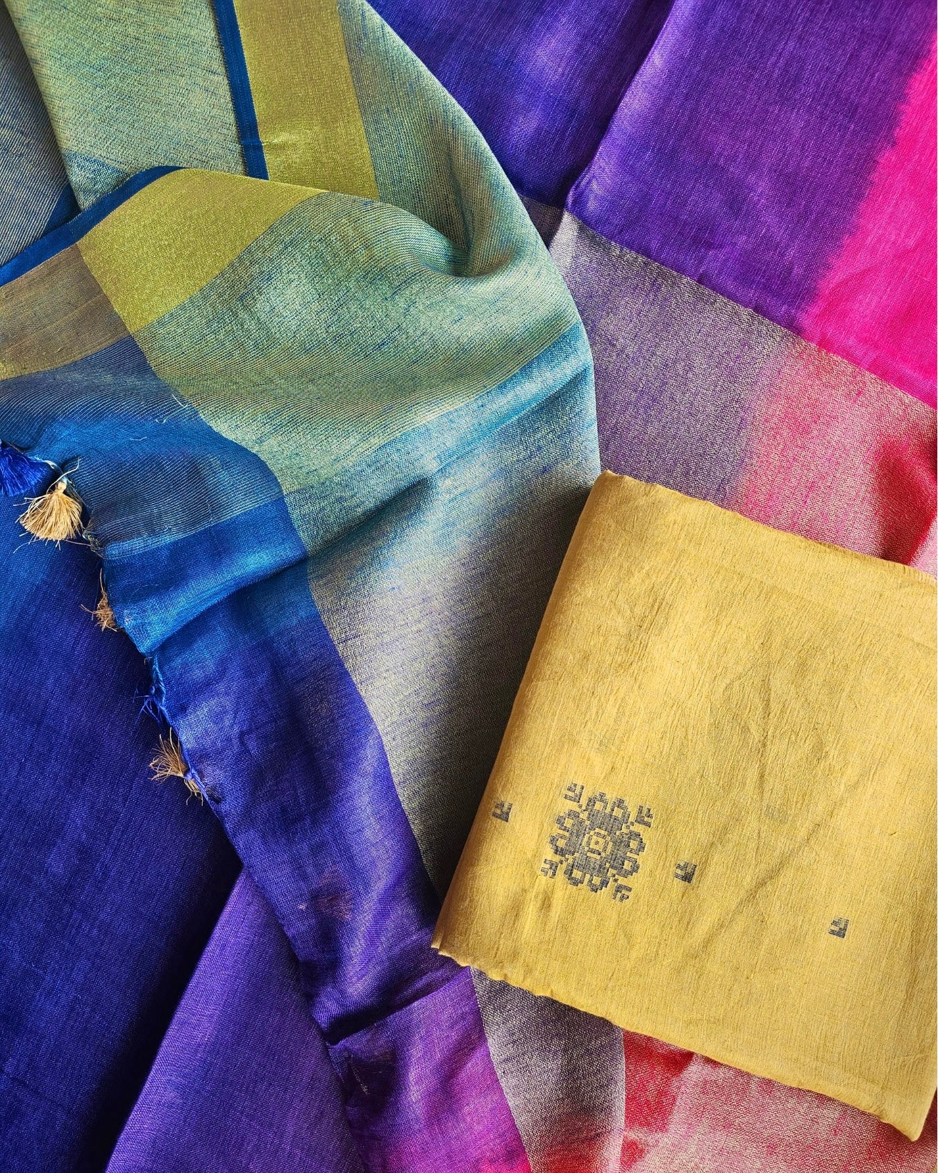 Tulsi Linen Saree with Jamdani Zari Blouse - House of Amayra