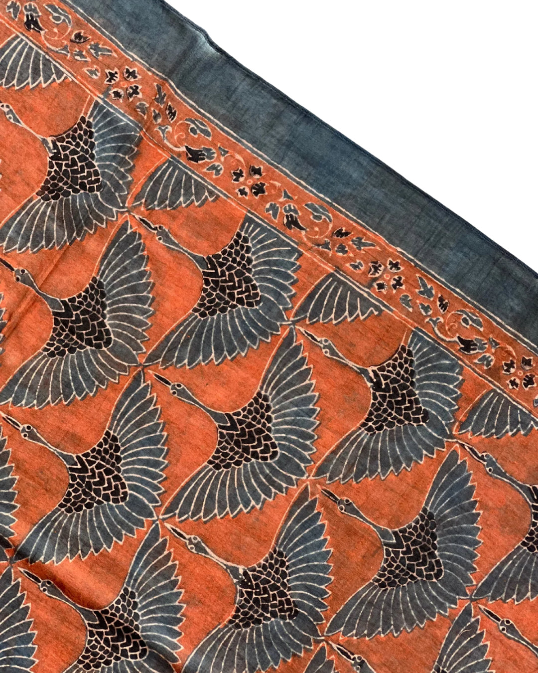The Red Crane Naturally Dyed Ajrakh Cotton Mul Stole