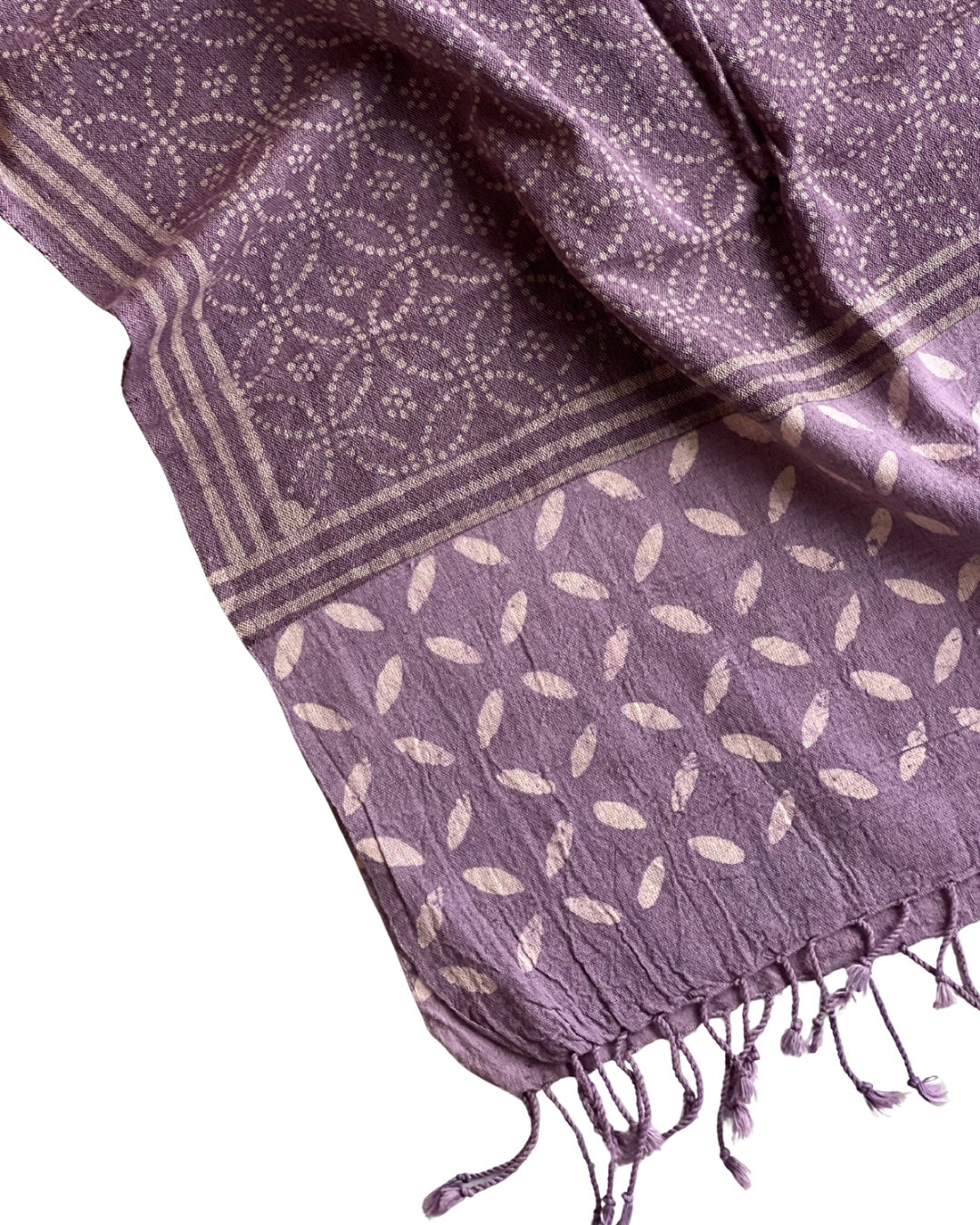 Enola Lavender Naturally Dyed Batik Kala Cotton Stole - HOAN