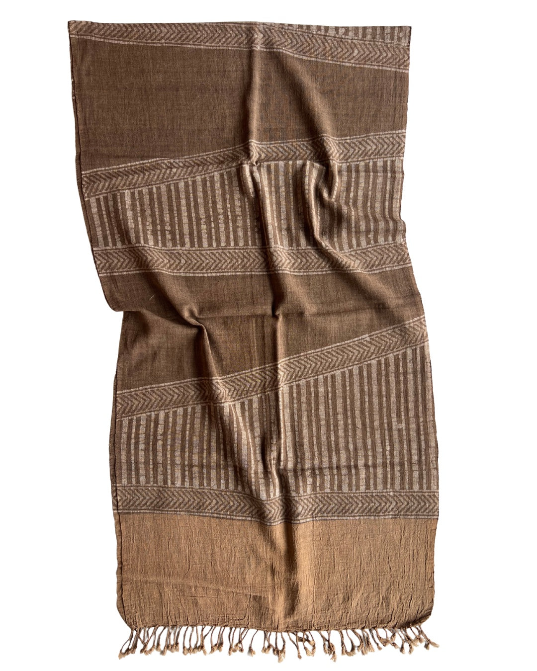 Bhu Brown Naturally Dyed Batik Kala Cotton Stole - HOAN