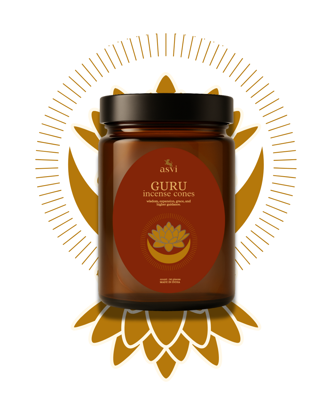 Guru (Jupiter) -  Asvi Incense - 30 cones - 100% Organic Essential Oils