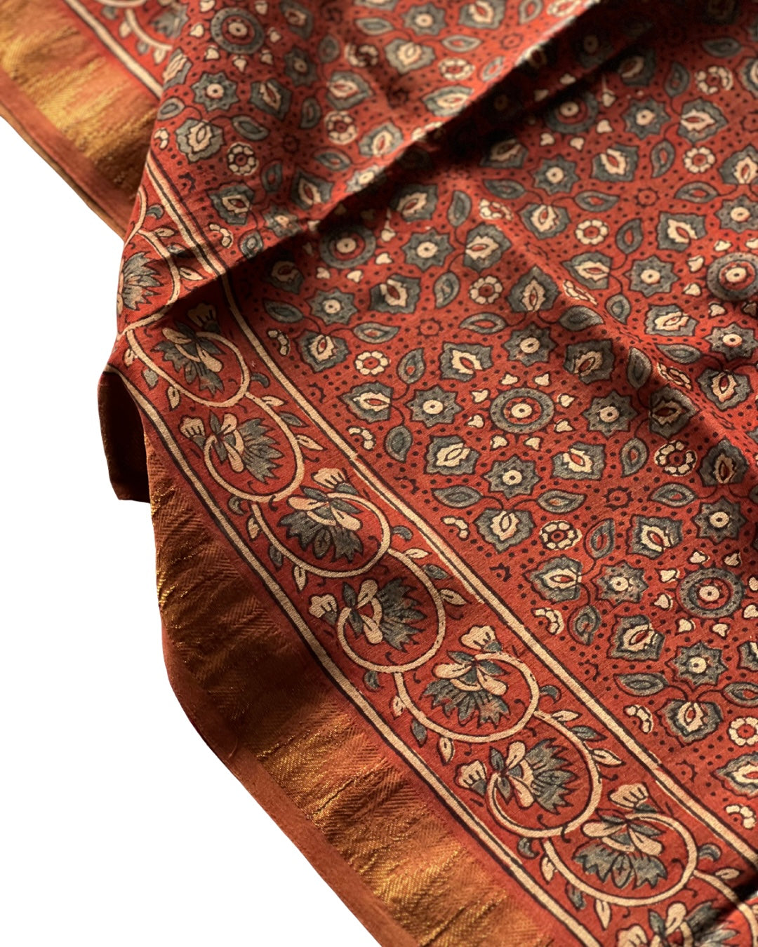 Alizeh Naturally Dyed Ajrakh Chanderi Dupatta - HOAN