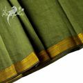 Forest Green Mangalgiri Cotton Fabric with Nizam Border