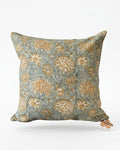 Imperial Flower Hand Block Cotton Slub Cushion Cover - 18X18 inch - House of Amayra