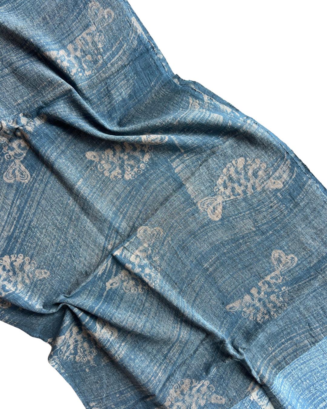 Indigo Fishy Blue Naturally Dyed Batik Kala Cotton Stole - HOAN