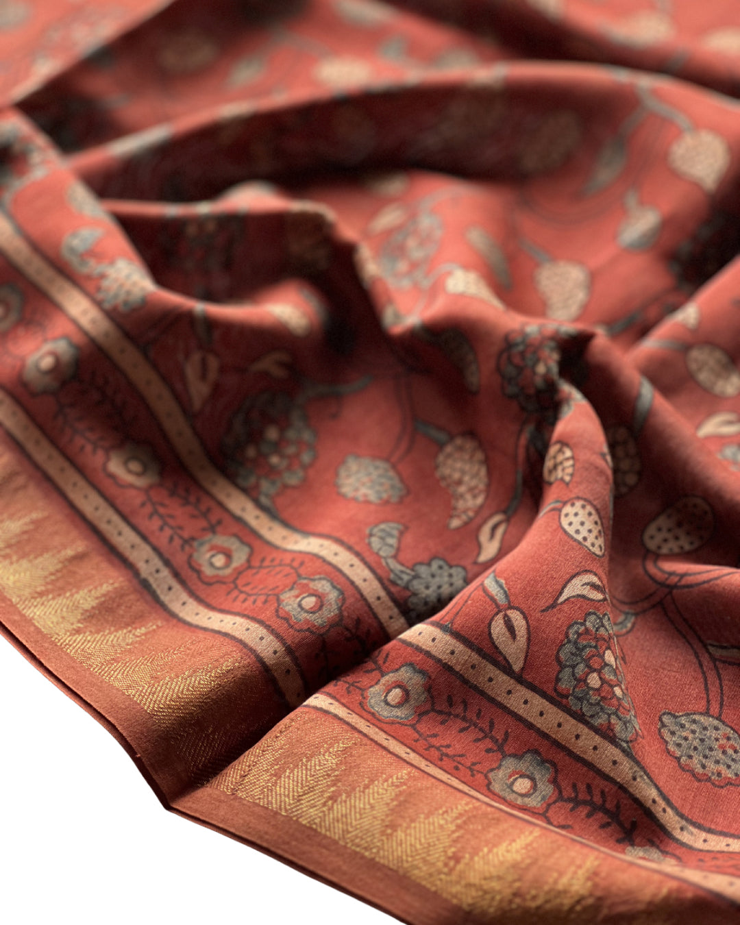 Kalam Naturally Dyed Ajrakh Chanderi Dupatta - HOAN