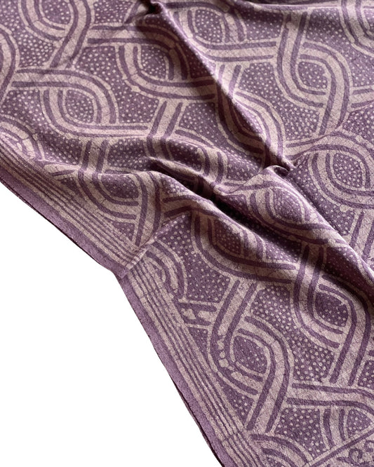 Christie Lavender Naturally Dyed Batik Kala Cotton Stole - HOAN