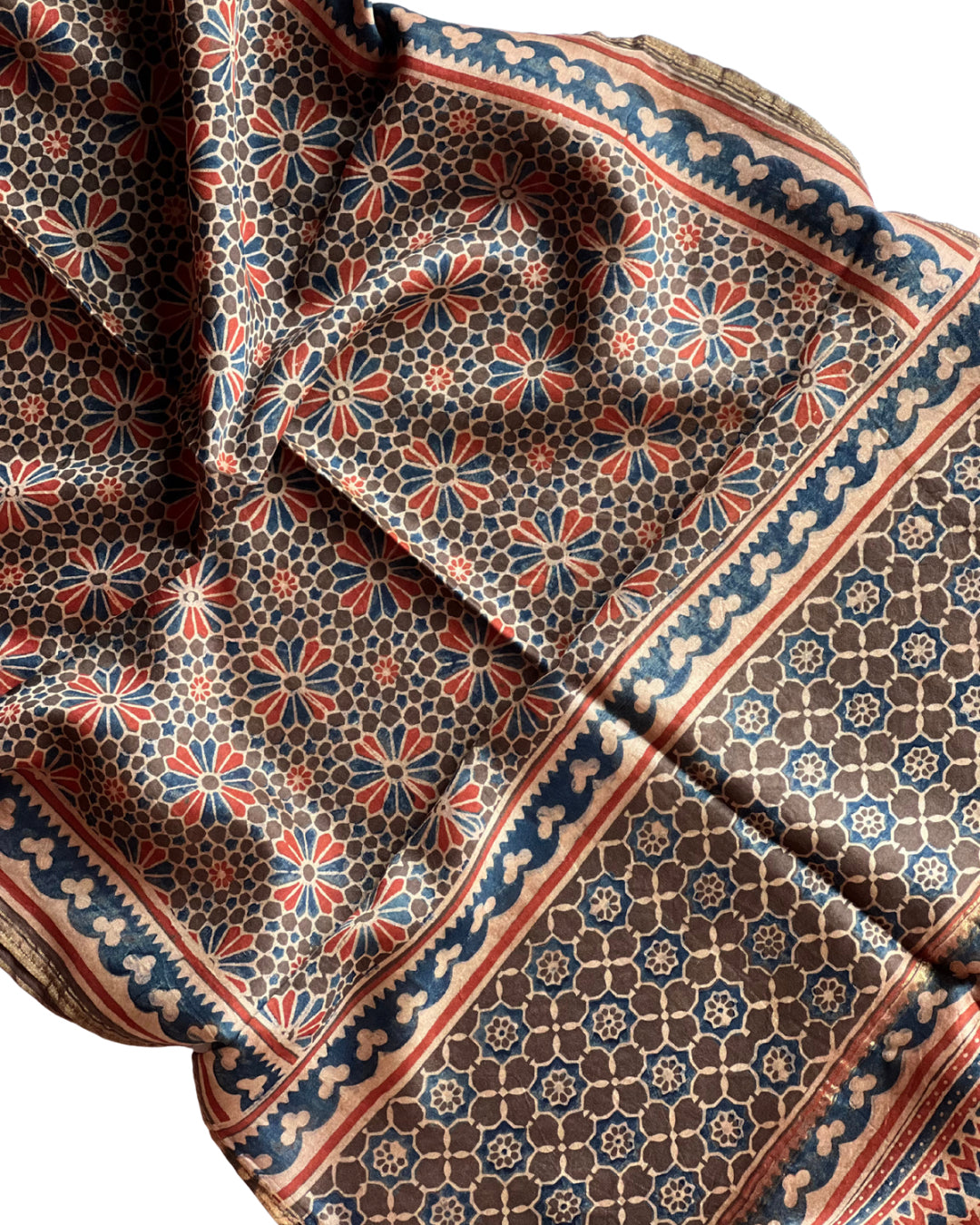 Rati Chanderi Ajrakh Stole - House of Amayra Naturals