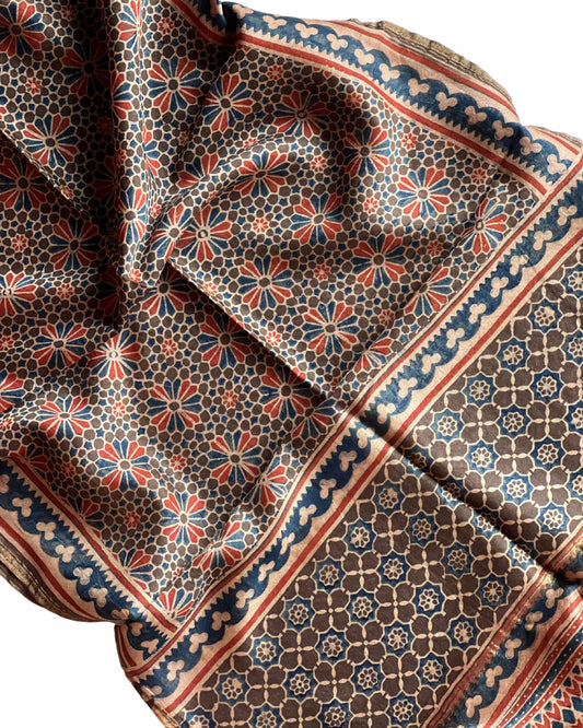 Rati Chanderi Ajrakh Stole - House of Amayra Naturals