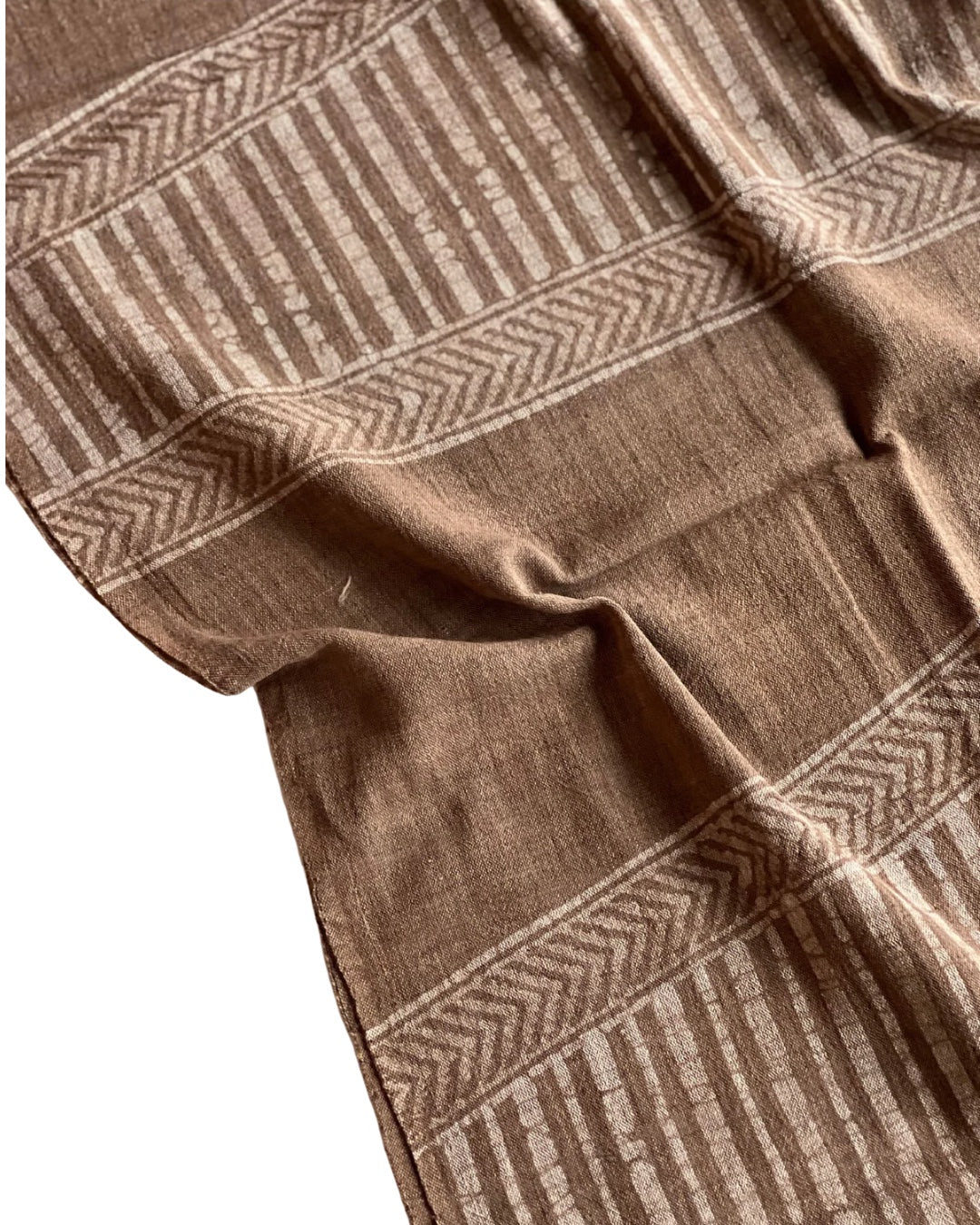 Bhu Brown Naturally Dyed Batik Kala Cotton Stole - HOAN